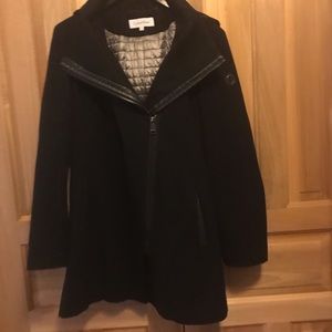 Calvin Klein wool blend winter coat with hood